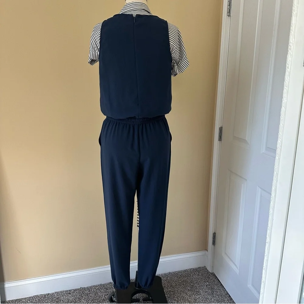 CAbi 303 French Navy Jumpsuit Drawstring Pocket Sleeveless Zipper Women's XS - Picture 5 of 10